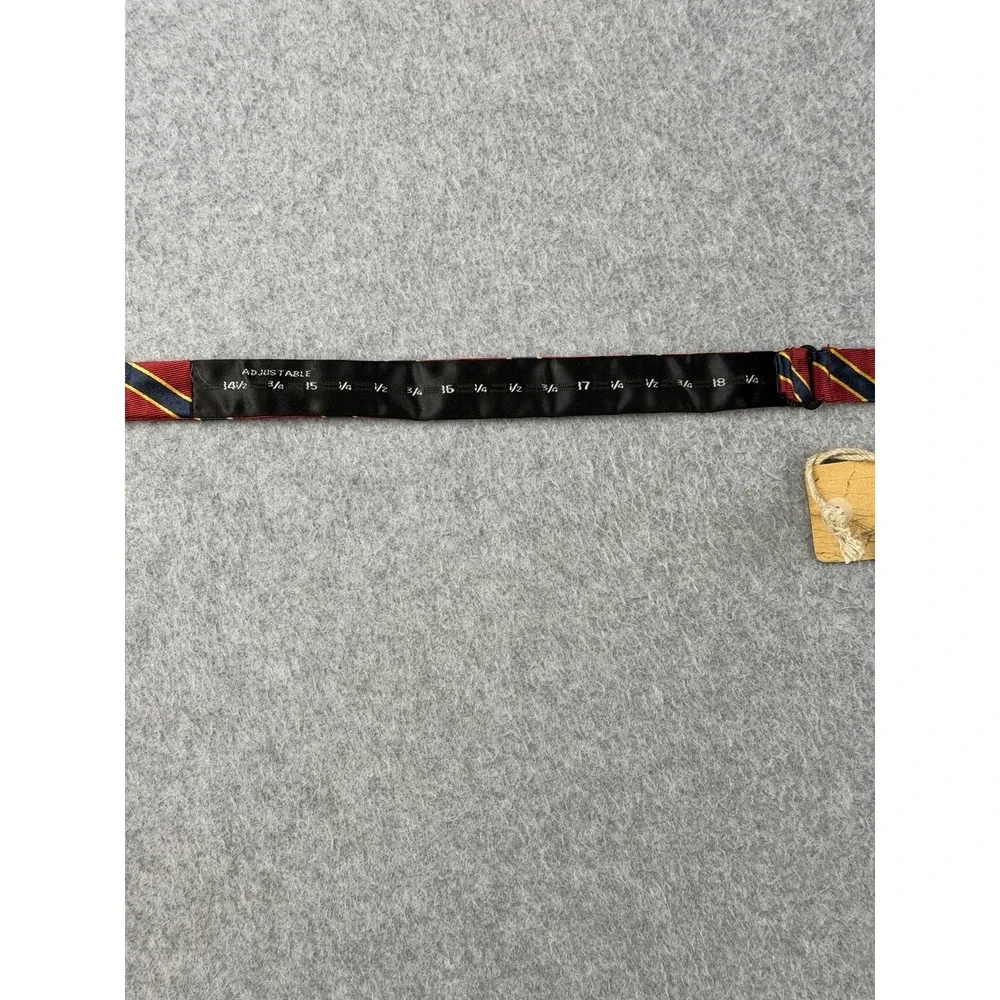 Onassis Chester Silk Skinny Bow Tie Red Navy Gold Stripe NWT Adjustable 2x14-18